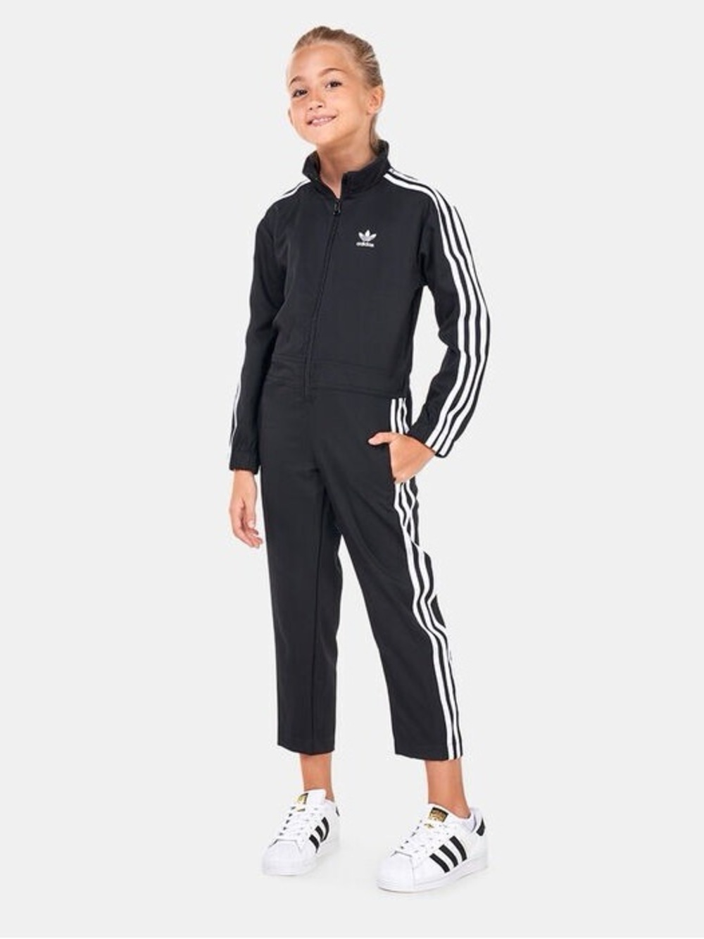 *SALE* Black Adidas Kids Originals Adicolor jumpsuit Tracksuit Unisex S 9/10 yrs